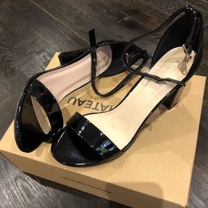 Patent Block Heel Sandal - heels
